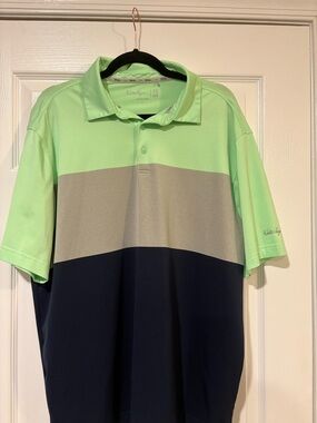 Walter Hagen Mint, Gray & Navy Colorblock Polo